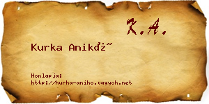 Kurka Anikó névjegykártya